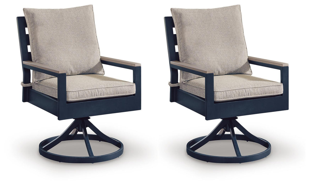 East Beach - Swivel Chair With Cushion (Set of 2) - Blue