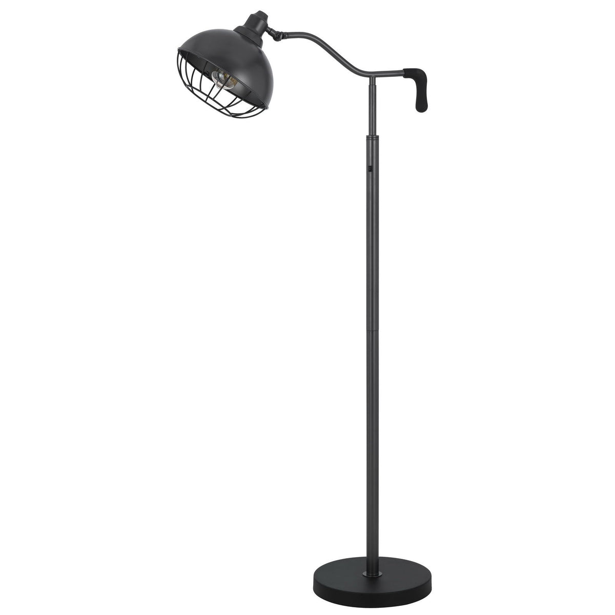 Taloga - 60W Metal Floor Lamp With Adjustable Caged Shade, (Bulb Not Included) - Black Iron