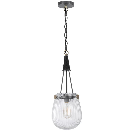 Cordoba - 60W Two Tone Glass Pendant With Chain - Iron Gray / Antique Brass