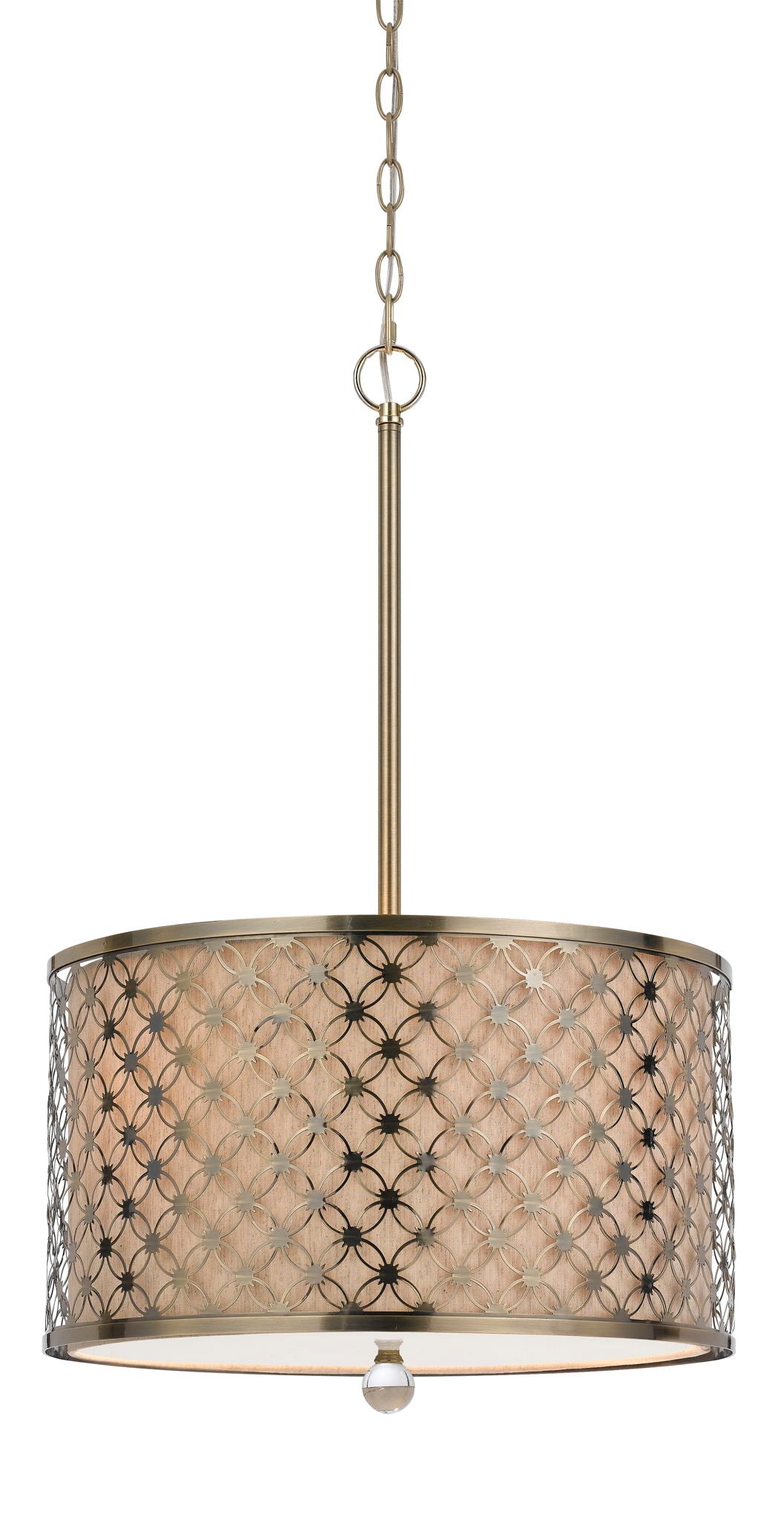 Myrtle - 26" Height Metal Pendant - Antique Brass