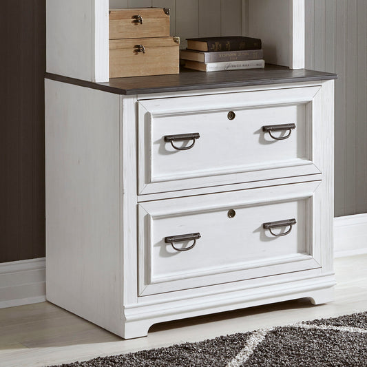 Allyson Park - Bunching Lateral File Cabinet - Wirebrushed White / Charcoal