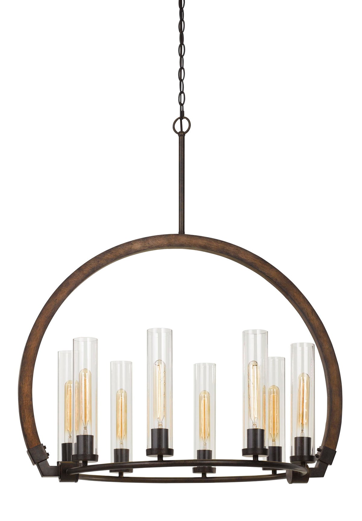 Sulmona - 37" Height Metal and Wood Chandelier - Wood & Iron