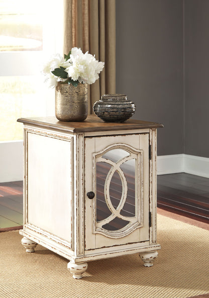 Realyn - Chair Side End Table - Insert Mirror - White / Brown