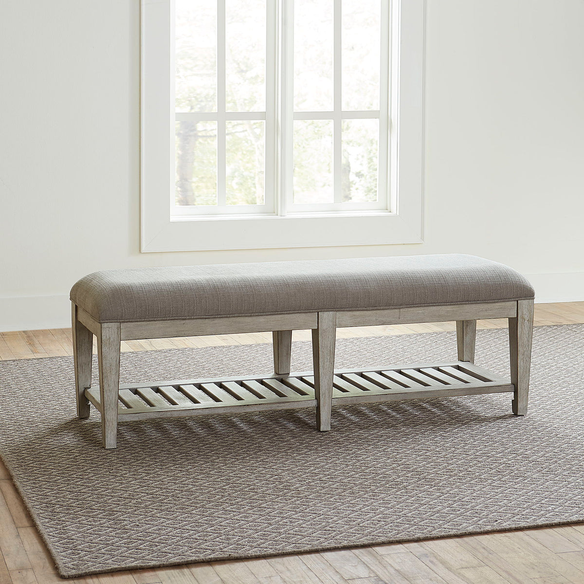 Heartland - Bed Bench - Antique White / Tobacco Tops