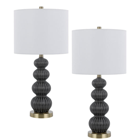 Carlisle - 100W Ceramic Table Lamp (Set of 2) - Dark Gray / Antique Brass