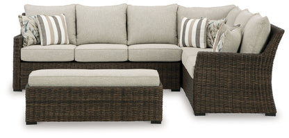 Brook Ranch - Sofa Sectional, Bench With Cushion (Set of 3) - Brown