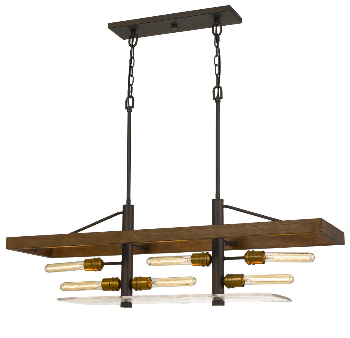Cantania - 32.5" Height Pine Wood, Glass & Metal Fixtue - Wooden
