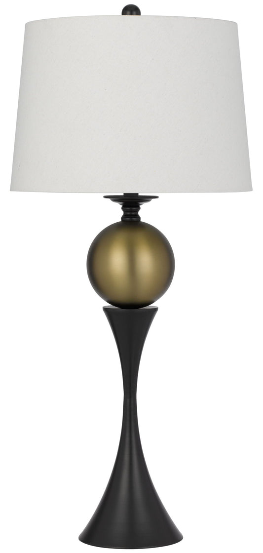Manen - Metal Table Lamp - Black Antique Brass With Hardback Fabric Shade