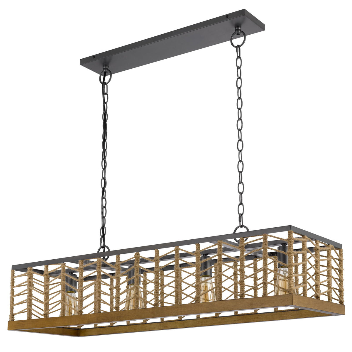 Winfall - 4 Light 11" Height Metal Pendant - Burlap / Black