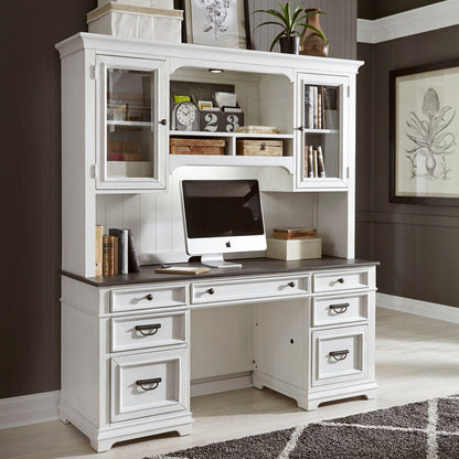 Allyson Park - Credenza & Hutch - Wirebrushed White / Charcoal