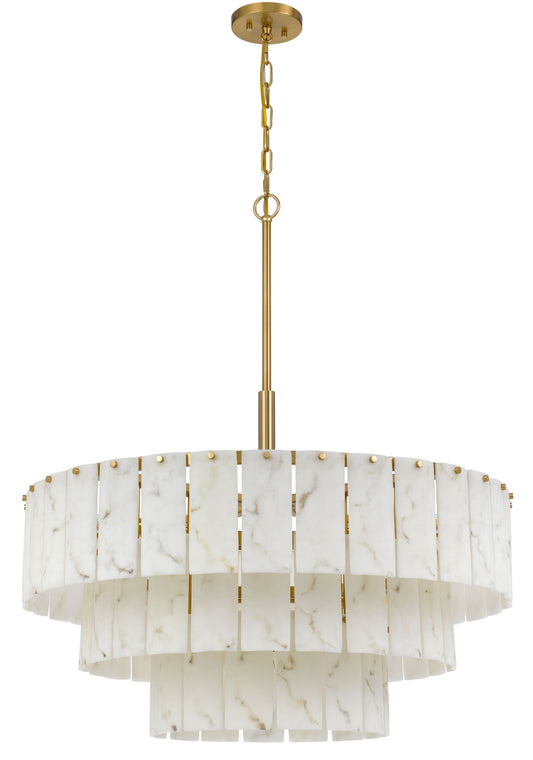 Torrigiani - 3-Tier Metal Chandelier - Antique Brass With Faux Alabaster Panels