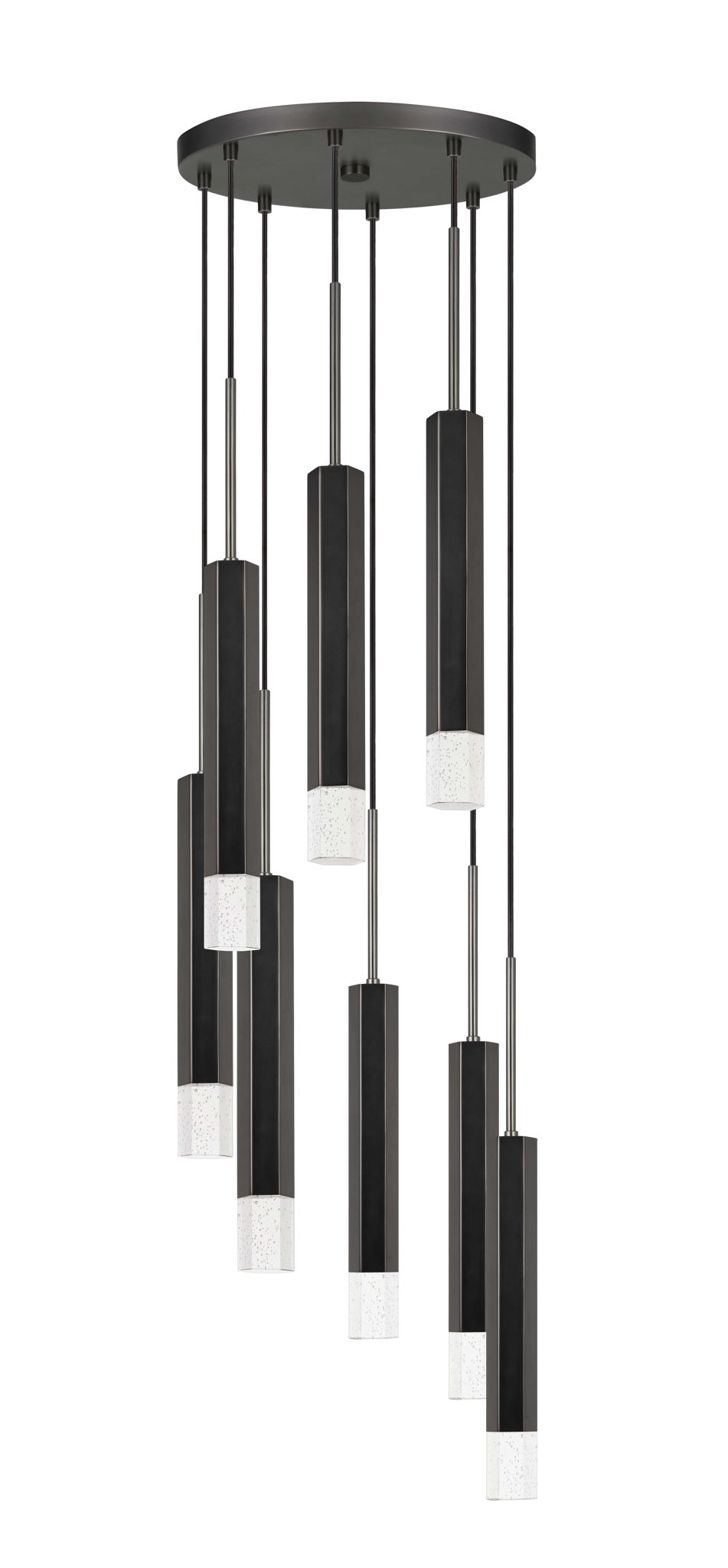 24" Height Aluminum Cast Pendant - Gun Metal - 8 Light