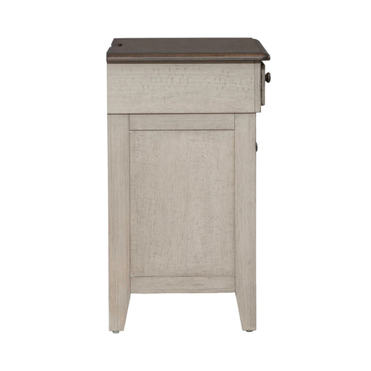 Ivy Hollow - 3 Drawer Nightstand With Charging Station - Weathered Linen / Dusty Taupe