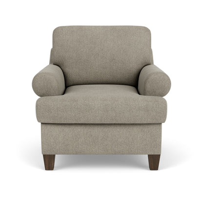 Moxy - Fabric Arm Chair, T-Shaped Seat Cushion, Curved Sock Arms