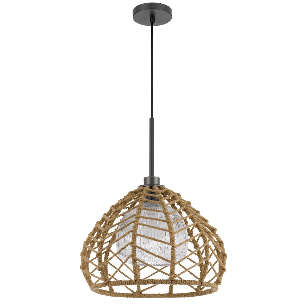 Dunn - 1 Light 20.5" Height Metal Pendant - Burlap / Black