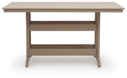 Seacliff Beach - Rectangular Counter Height Dining Table With Umbrella Option - Medium Brown