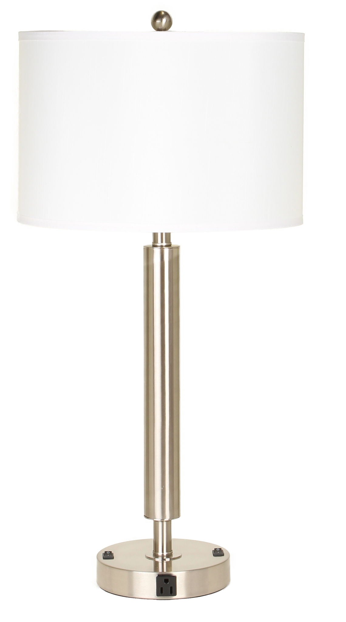 Hotel - 30" Height Metal Table Lamp - Brushed Steel - 60W x 2