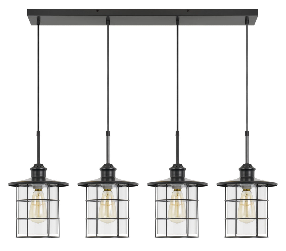 Silverton - 15" Height Pendant - Dark Bronze & Clear - 4 Light