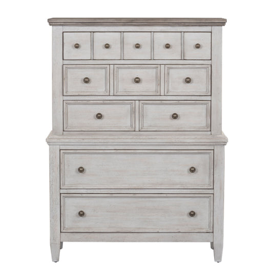 Heartland - 5 Drawer Chest - Antique White / Tobacco Tops