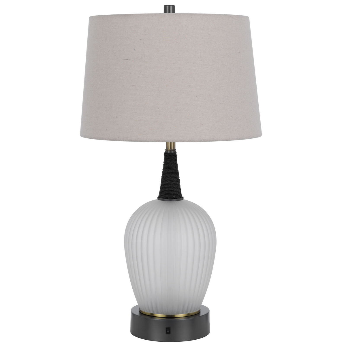 Vega - 100W LED Metal / Frosted Glass Table Lamp With 2W LED Night Light - Iron Gray