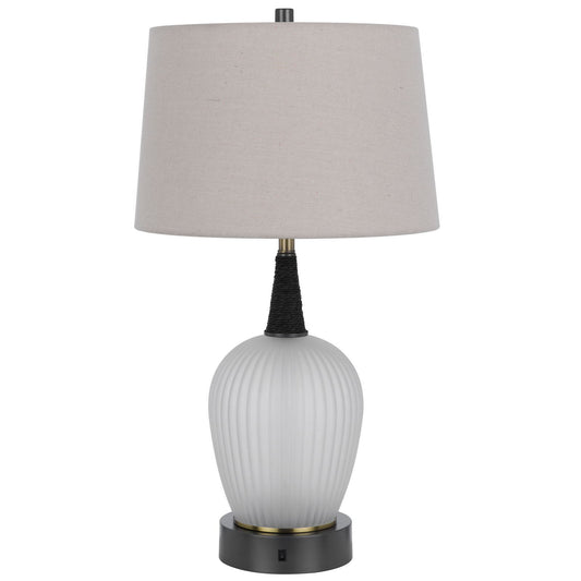 Vega - 100W LED Metal / Frosted Glass Table Lamp With 2W LED Night Light - Iron Gray