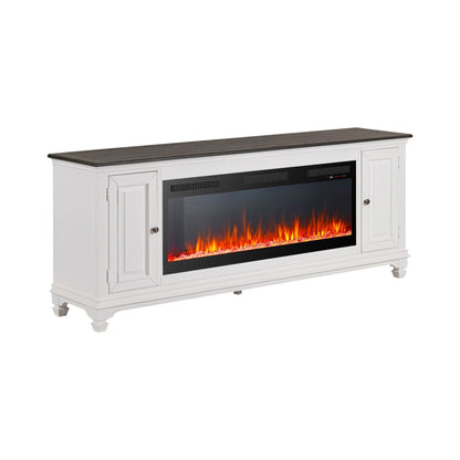 Fireplace TV Consoles - 417 80" Console With Fire FTS - White
