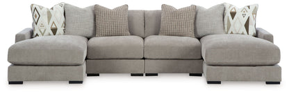 Aslan Court - 2 Pc. - 4-Piece Sofa Pit Sectional, Ottoman - Pebble