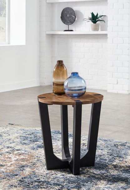 Hanneforth - Round End Table - Brown