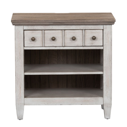 Heartland - 1 Drawer Nightstand With Charging Station - Antique White / Tobacco Tops