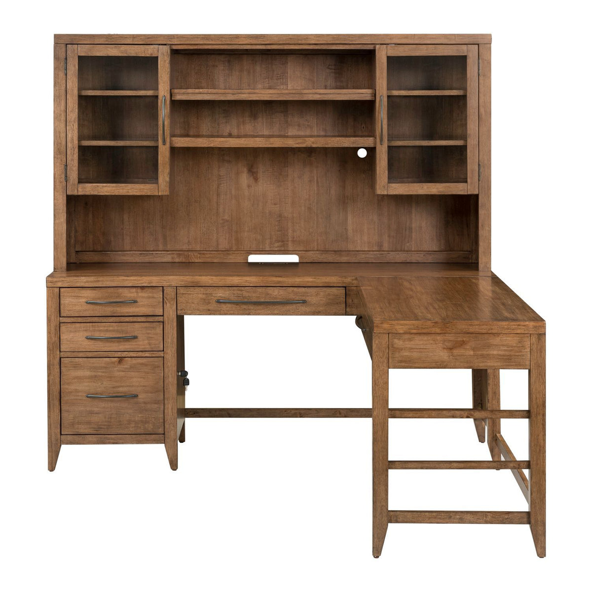 Shaker Lakes - Opt L Shaped Desk Set - Harvest Brown