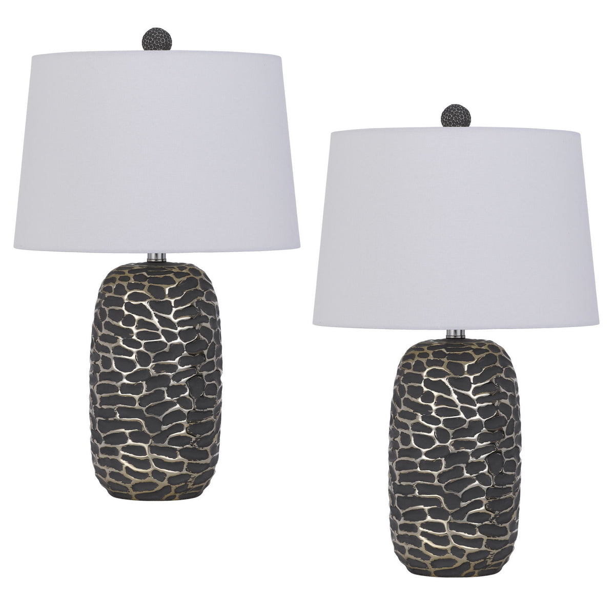 Menlo - 25" Height Resin Table Lamp (Set of 2) - Ash Black / Antique Silver