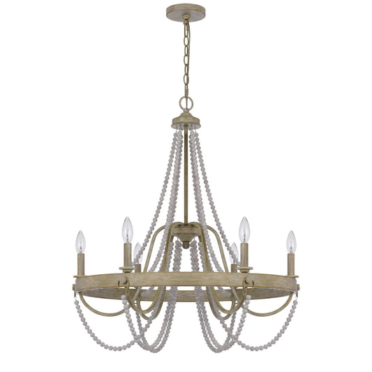 Macon - 32" Height Metal Chandelier - Drifted Wood / Antique Silver