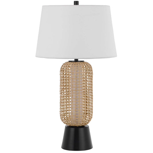 Wicker - 30" Height Metal Table Lamp - Beige / Black