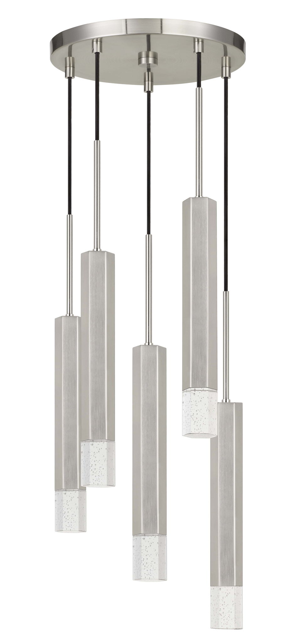 24" Height Aluminum Cast Pendant, 5 Light - Silver