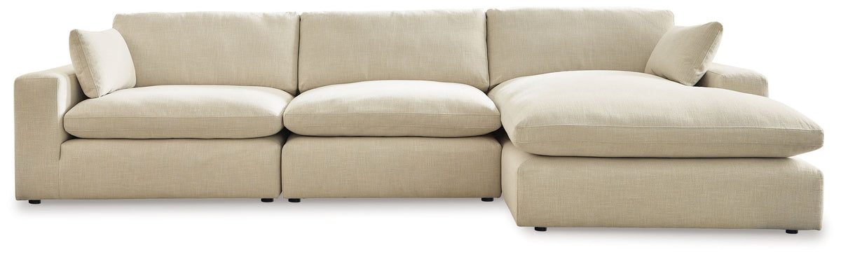 Elyza - 2 Pc. - Right Arm Facing Corner Chaise 3 Pc.Sectional, Ottoman - Linen