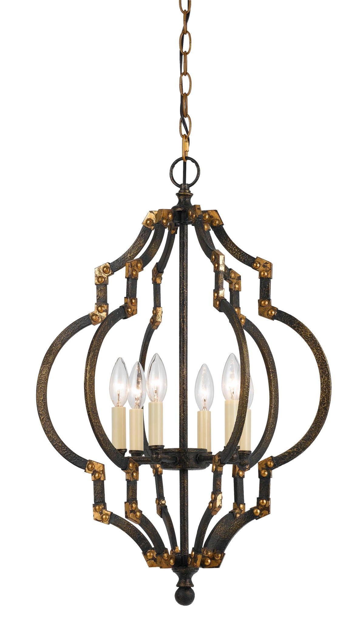 Howell - 27.5" Height Metal Pendant - Iron & Antique Gold