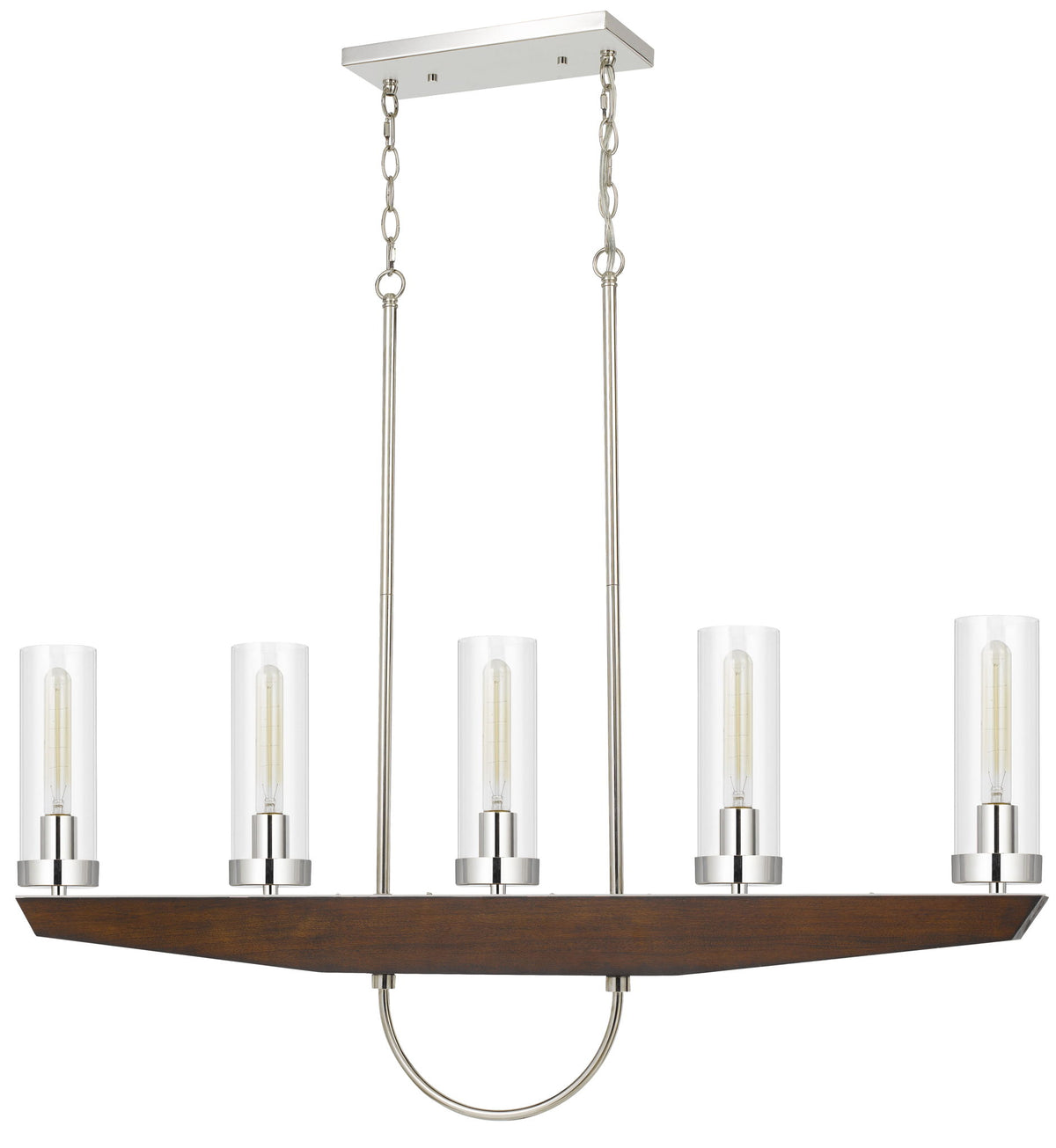 Ercolano - 34.75" Height Chandelier - Wood & Brushed Steel & Clear