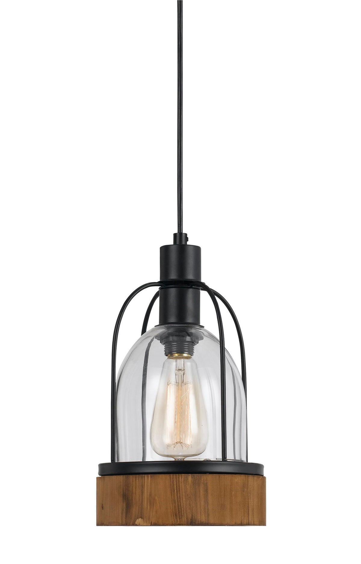 Beacon - 84" Height Glass Pendant - Dark Bronze & Wood