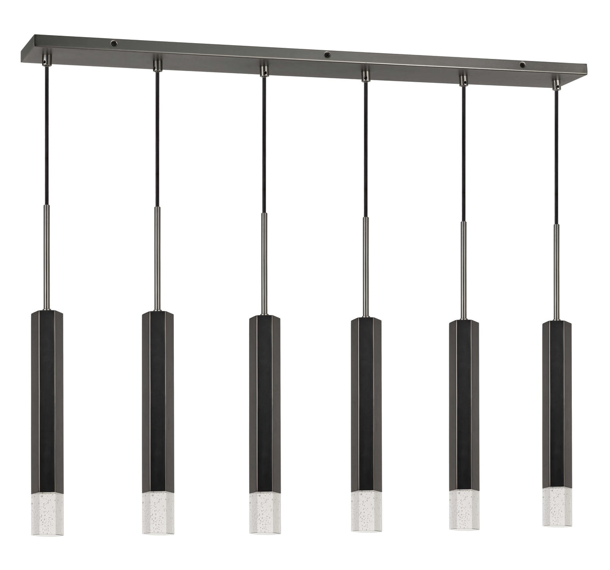 24" Height Aluminum Cast Pendant - Gun Metal - 6 Light