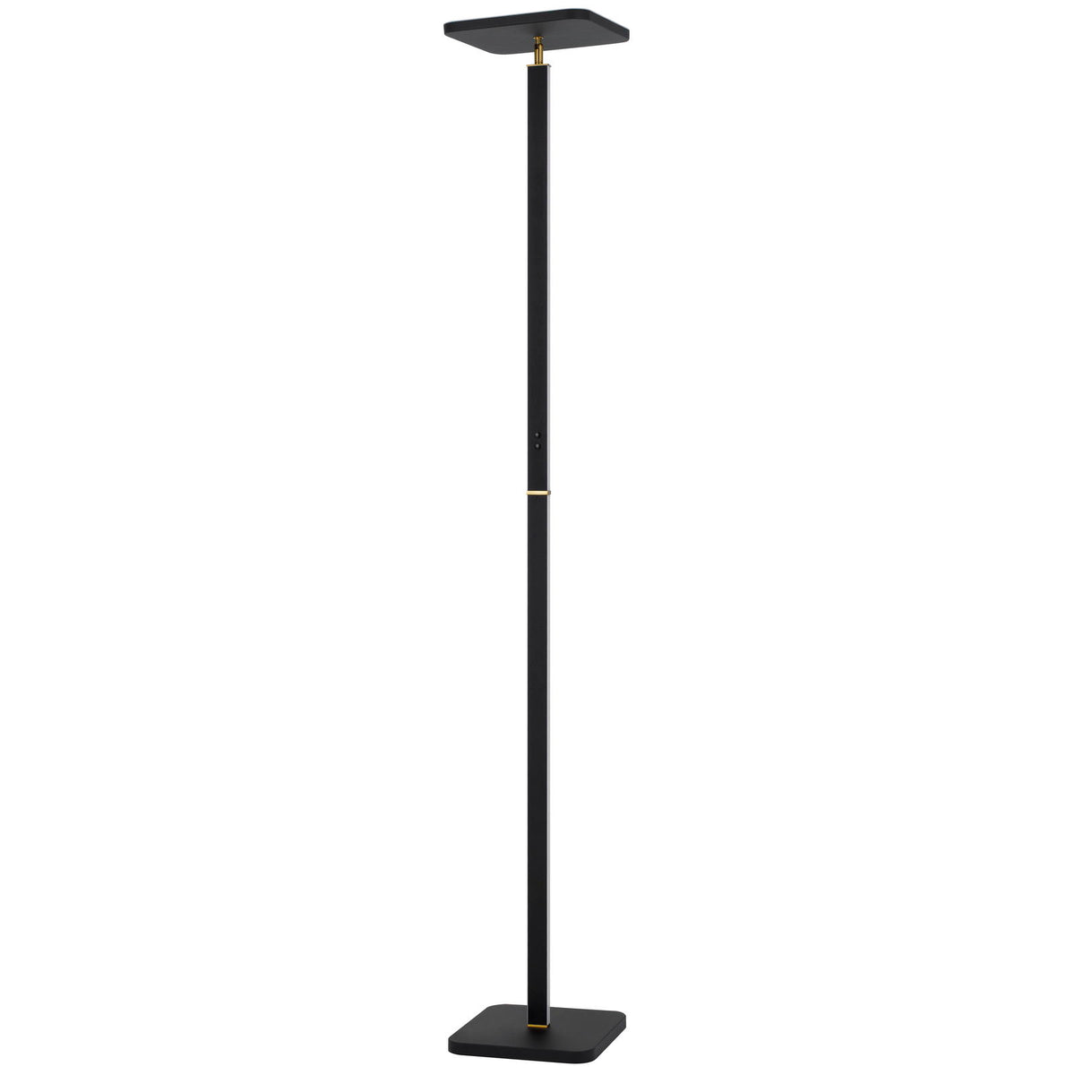 Stratos - 71.25" Height Metal Torchiere - Sand Black / Antique Brass