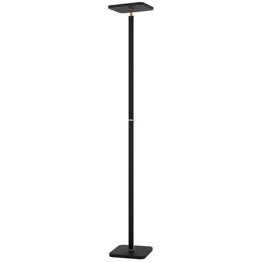 Stratos - 71.25" Height Metal Torchiere - Sand Black / Antique Brass