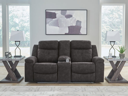 Brysonview - Double Reclining Loveseat With Console - Charcoal