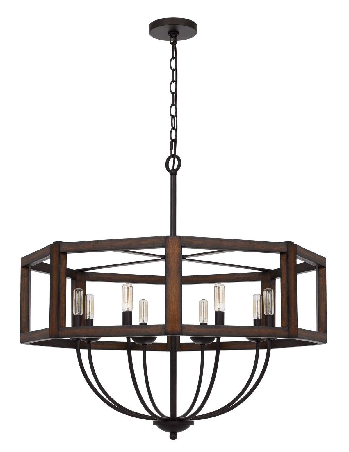 Renton - 29" Height Chandelier - Oak & Dark Bronze