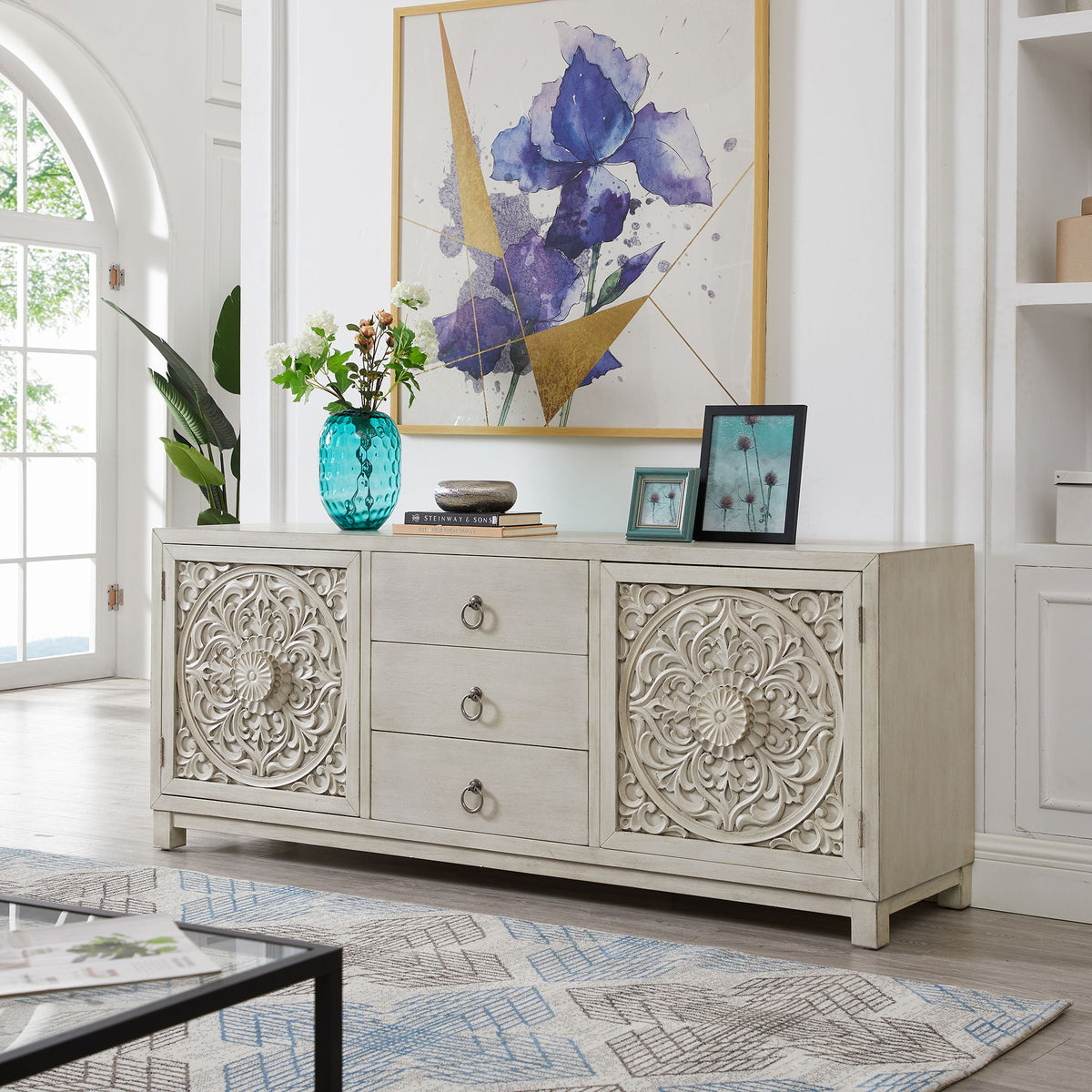 Sundance - 2 Door 3 Drawer Accent Cabinet - Antique Linen