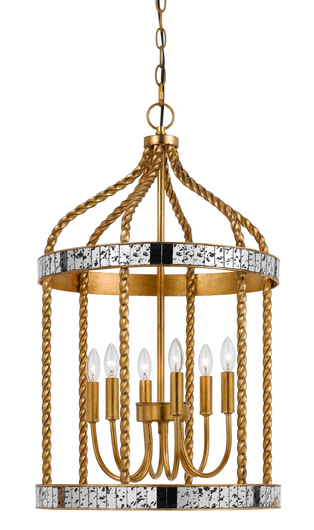 Glenwood - 27.5" Height Metal Pendant - French Gold & Antiqued Mirror
