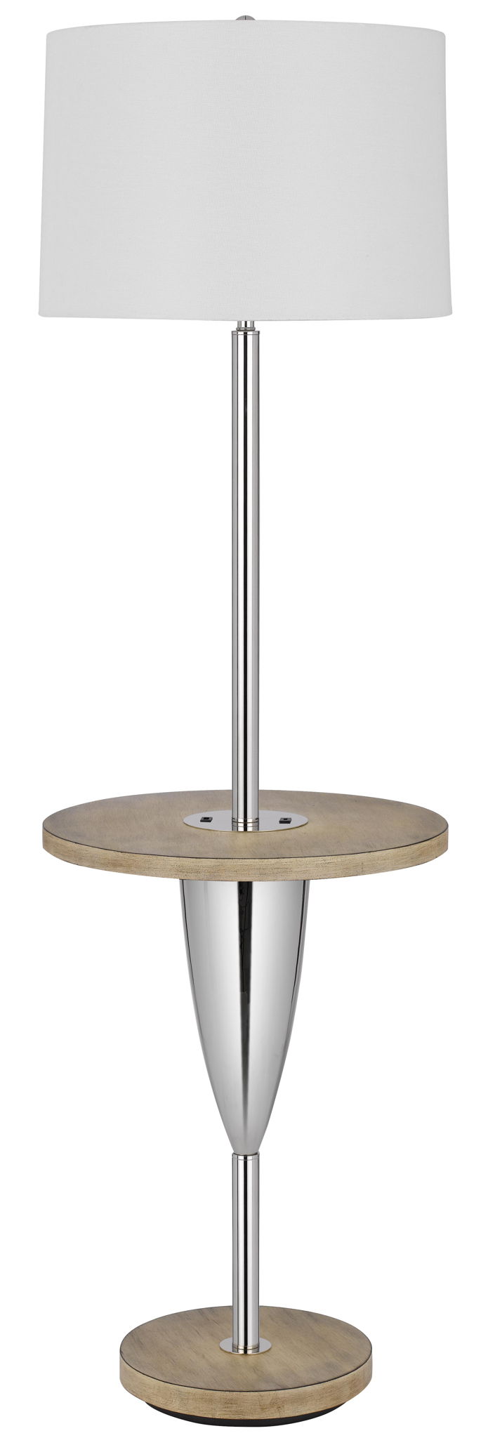 Lockport - Floor Lamp - Chrome & Wood & White