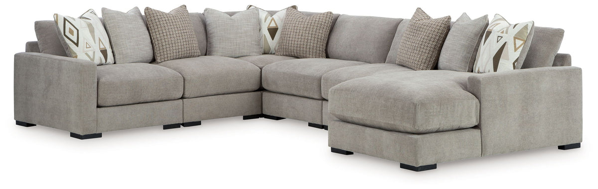 Aslan Court - 2 Pc. - 6-Piece Sectional With Raf Corner Chaise, Ottoman - Pebble