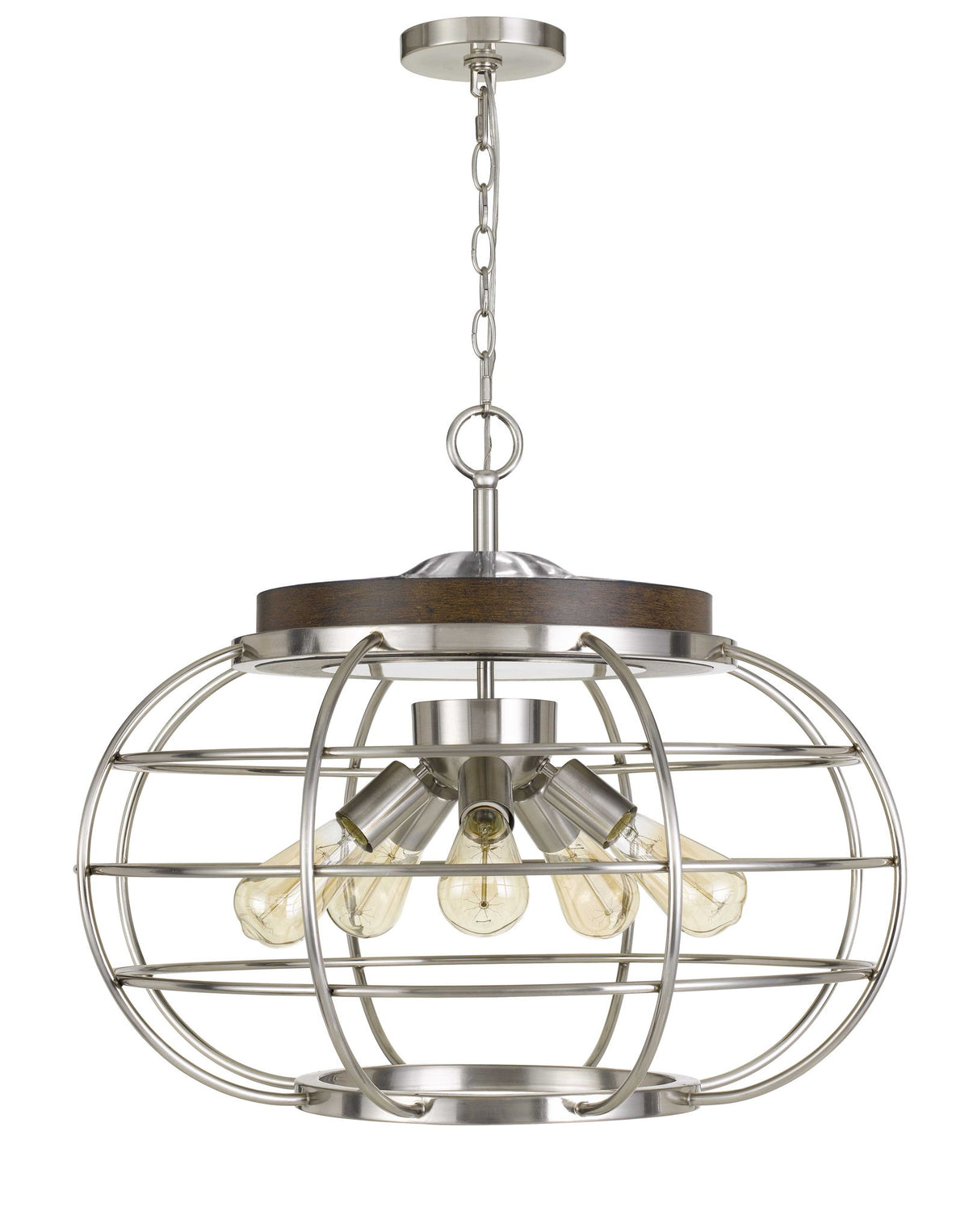 Liberty - 21.75" Height Metal Chandelier - Brushed Steel Wood