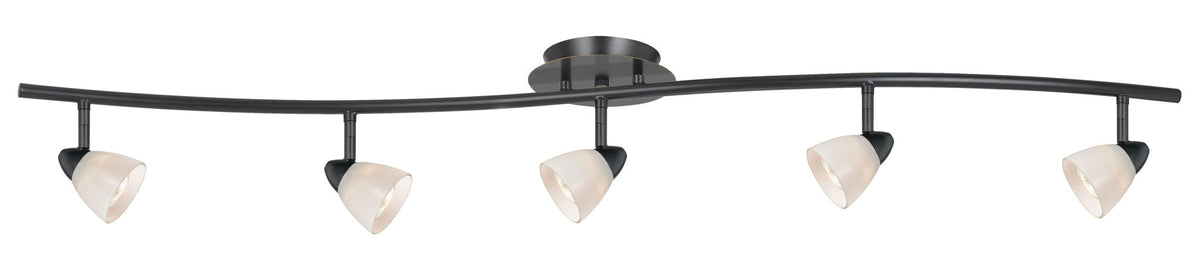 7.25-19.25" Height Adjustable Metal Serpentine Five Light Ceiling Fixture - White & Dark Bronze - Metal & Glass