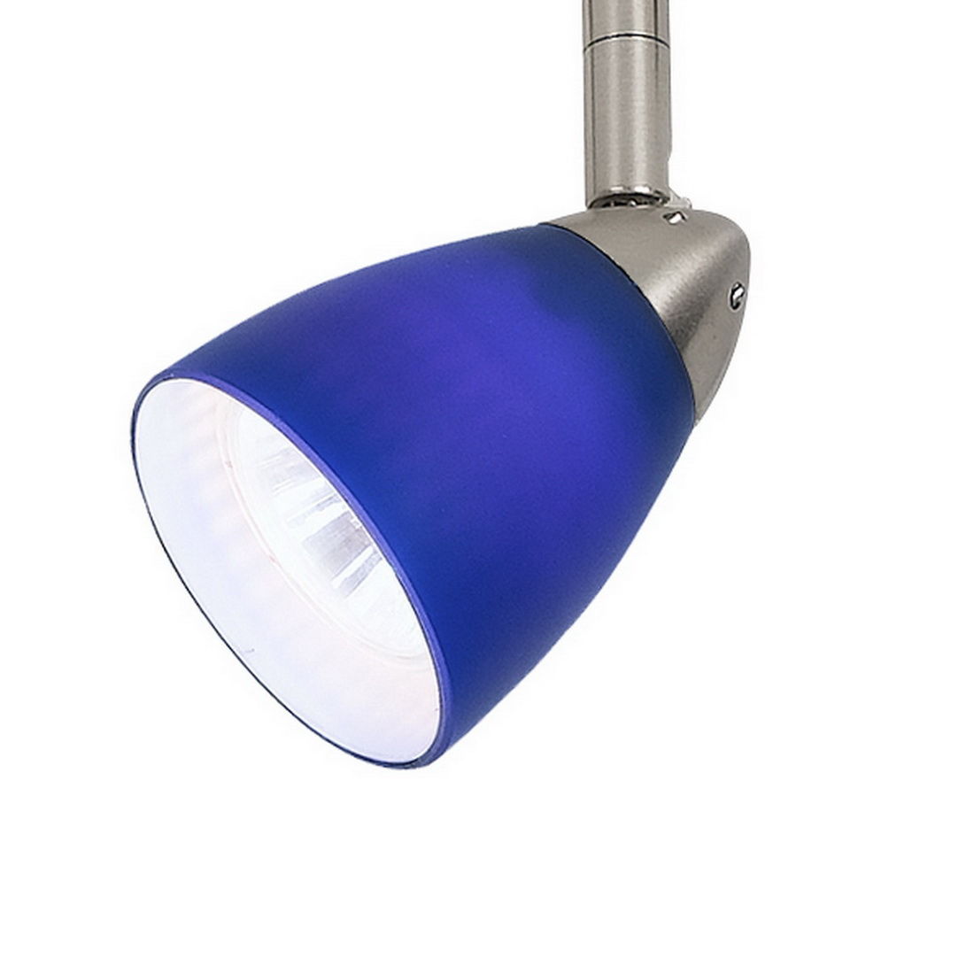 4.87" Height Serpentine Track Head With Shade - Blue & Brushed Steel